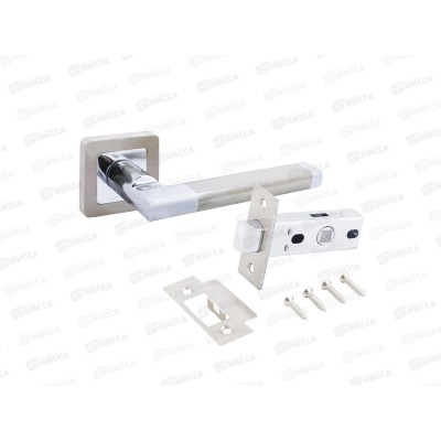 Ручки для дверей Аллюр АРТ Венсан SN/CP+L45-8 SN матовый никель+хром (комплект) Ручки для дверей Аллюр АРТ Венсан SN/CP+L45-8 SN матовый никель+хром (комплект)