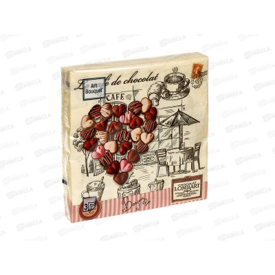 Салфетки 3 слойные 20 листов 33*33 Art Bouquet Шоколадное сердце,37417*12 Салфетки 3 слойные 20 листов 33*33 Art Bouquet Шоколадное сердце,37417*12