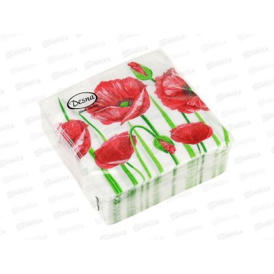 Салфетки 1 слойные 40 листов 24*24 Desna Design Красные маки,57434*32