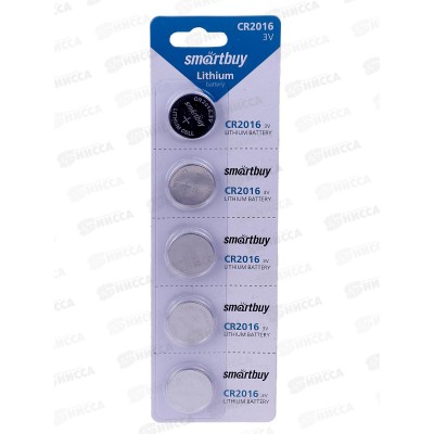 Батарейка SmartBuy CR2016 5B *5/100/4000 Батарейка SmartBuy CR2016 5B *5/100/4000