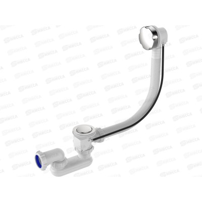 Сифон для ванны плоский регулируемый 1 1/2&quotх40 перелив полуавтомат с металлической ручкой, V431-22-MR *22