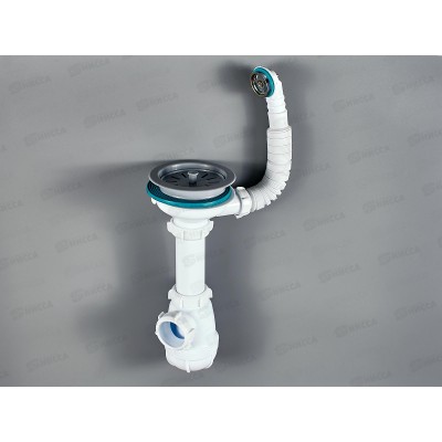 Сифон для мойки 3 1/2&quot х 40 с пластиковой решеткой с круглим переливом, PB0142-29-MR *29