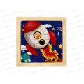 Пазлы-рамка деревянная. 11х11х0,4см Ракета, 9 элементов, ИД-0113 Пазлы-рамка деревянная. 11х11х0,4см Ракета, 9 элементов, ИД-0113