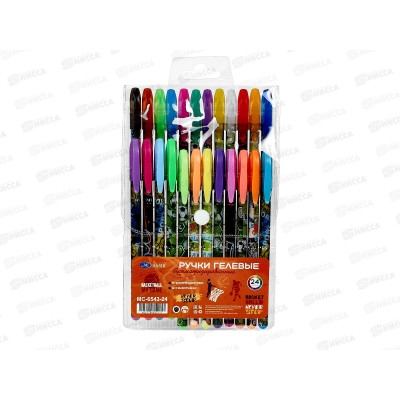 Ручки гелевые BASIR Спорт 24 цвета, аромат,с блестками МС-6543-24 *30/240 Ручки гелевые BASIR Спорт 24 цвета, аромат,с блестками МС-6543-24 *30/240
