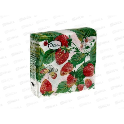 Салфетки 1 слойные 40 листов 24*24 Desna Design Земляника,57401*32