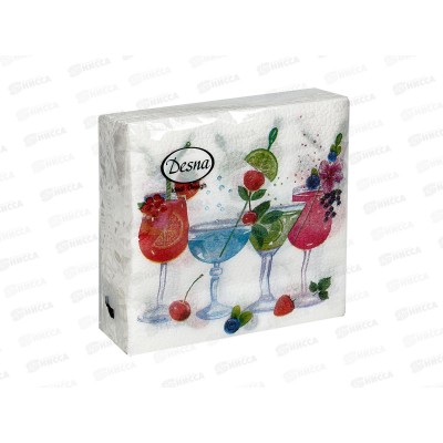 Салфетки 1 слойные 40 листов 24*24 Desna Design Коктейль,57558*32