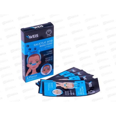 Weis Полоски для носа Очищающие Салициловой кислотой 6шт 2457 Weis Полоски для носа Очищающие Салициловой кислотой 6шт 2457