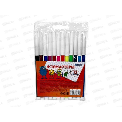 Фломастеры 12 цветов Legend Мультики, невентилируемый колпачок, Ф-8633 блистер *12 Фломастеры 12 цветов Legend Мультики, невентилируемый колпачок, Ф-8633 блистер *12