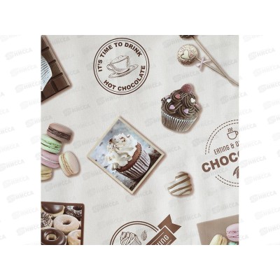 Клеенка на неткан основе ДЕКОРАМА 1,4*20м 072А кофе и макаруны