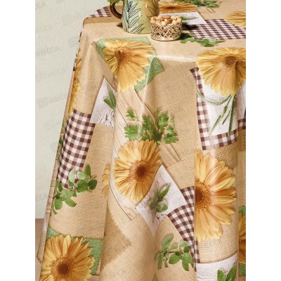 Клеенка на нетканой основе ДЕКОРАМА 1,4*20м 087А герберы жел на беж