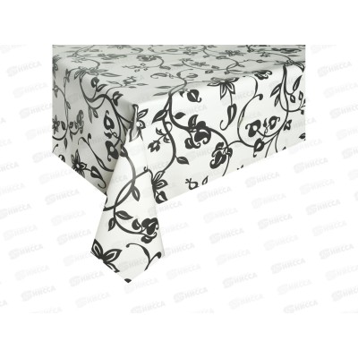 Клеенка на нетканой основе ДЕКОРАМА 1,4*20м 117А цветы черные на белом