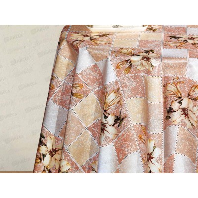 Клеенка на неткан основе ДЕКОРАМА 1,4*20м 118В лилии в беж клетке