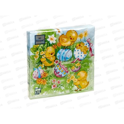 Салфетки 3 слойные 20 листов 33*33 Art Bouquet Пасхальные игры,57330*12