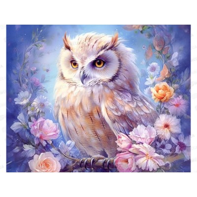 Алмаз. мозаика (класс.) 40х50см Цветочный филин, НД-0589 с подр.