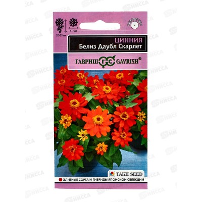Цинния Белиз даубл скарлет 5шт *10 ГШ + Цинния Белиз даубл скарлет 5шт *10 ГШ +