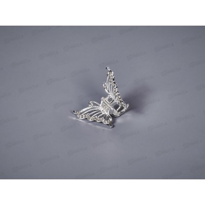 Крабик металлический &quotБабочка&quot под серебро, со стразами №8840