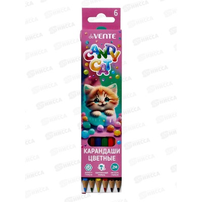 Карандаши 6цветов deVente Candy Cat, шестигр. к/у  5021411 *24/240