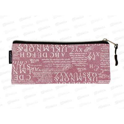 Пенал deVente  21,5*9*1см, Text молн., текстиль, розовый 7024208