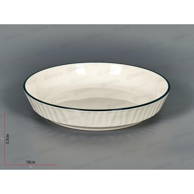 Тарелка десертная Линии 18см зеленая каемка MFK08366-G Тарелка десертная Линии 18см зеленая каемка MFK08366-G