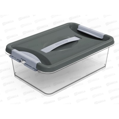 Контейнер Клик 6л с защелками и ручкой Темно-серый С272ТСер Контейнер Клик 6л с защелками и ручкой Темно-серый С272ТСер