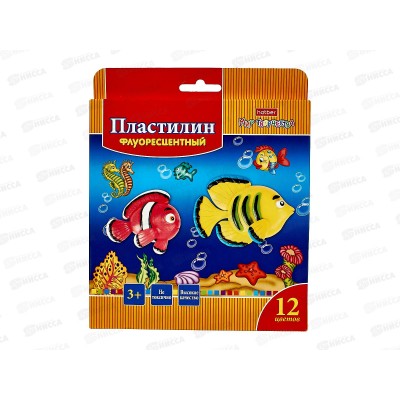Пластилин 12цветов 180г Hatber Морская семейка, воск., стек, флуо. 12210 *19 Пластилин 12цветов 180г Hatber Морская семейка, воск., стек, флуо. 12210 *19