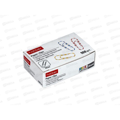 Скрепки Hatber 28мм 100шт, зебра., 100DB_28070 *10 Скрепки Hatber 28мм 100шт, зебра., 100DB_28070 *10