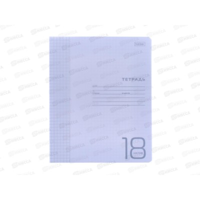 Тетрадь 18листов клетка Hatber пластиковая обложка скоба фиолетовая, 078241 *10/120