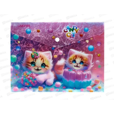 Папка-конверт пл. на кноп deVENTE 240*180 Candy Cat A5 180мкр 3079419