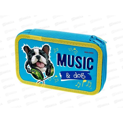 Пенал 2-секц ПП большой Щеночек с наушниками, 190х115, ПН-1362 *32