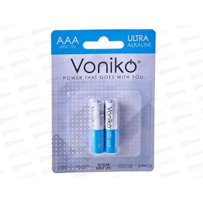 Батарейка VONIKO алкалиновая LR03 ААА  2шт на блистере *2/60/480