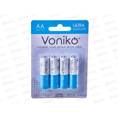 Батарейка VONIKO алкалиновая LR6 АА, 4шт на блистере *4/80/640 Батарейка VONIKO алкалиновая LR6 АА, 4шт на блистере *4/80/640