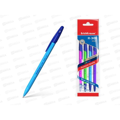 Ручки шариковые EK 4цв. цвет чернил-синий 58089 R-301 Stick  *60