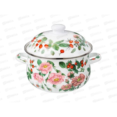 Кастрюля Agness эмаль с крышкой Шиповник 2,8л 934-572