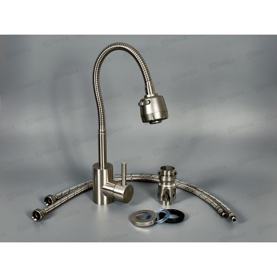 Смеситель для кухни шар., высокий гибкий излив, SUS124-016F Смеситель для кухни шар., высокий гибкий излив, SUS124-016F