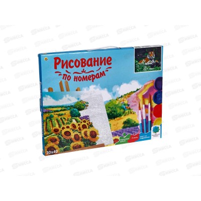 Холст с красками 30х40см Могучий тигр, ХК-0915