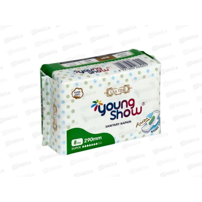 Young Show USA time прокладки гигиенические антибактериальные 8шт 29см ночные *48