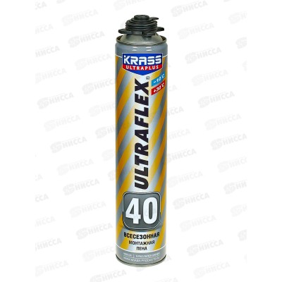 Пена монтажная KRASS ULTRAFLEX 40 под пистолет, Всесезонная, 600мл, 0005279 *12/504 Пена монтажная KRASS ULTRAFLEX 40 под пистолет, Всесезонная, 600мл, 0005279 *12/504