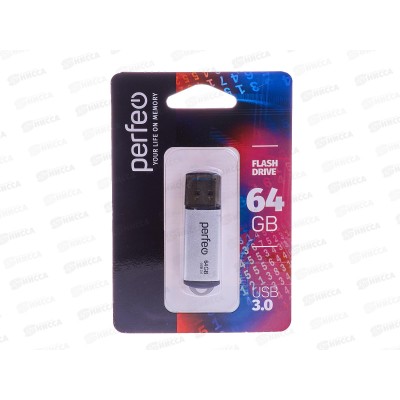 Флэш-карта USB 3.0 Perfeo  64GB C14 Silver metal series