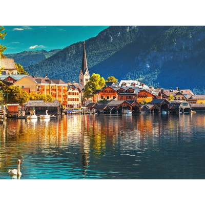 Алмазная мозаика (класс.) 30х40см Город у озера, НД-0346 с подр.