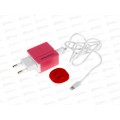 Зарядное устройство сетевое 2USB 2.4A для Lightning 8-pin More choice NC46i 1м, розовый