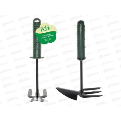 Рыхлитель Тяпка-вилка зеленая ручка J83-7