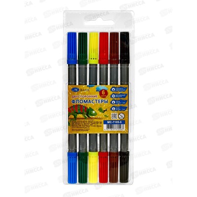Фломастеры 6 цветов BASIR &quotХамелеон&quot двусторонние.1/3мм MC-7109-6 *12/