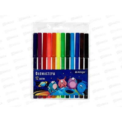 Фломастеры 12 цв. Alingar "Монстрики"смыв.круг.корпус AL8975 *60/240 Фломастеры 12 цв. Alingar "Монстрики"смыв.круг.корпус AL8975 *60/240