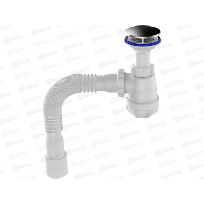 Сифон для кухни 1 1/2" х 40 с удлиненной горловиной декоративной зеркальной крышкой B0516 *30 Сифон для кухни 1 1/2" х 40 с удлиненной горловиной декоративной зеркальной крышкой B0516 *30