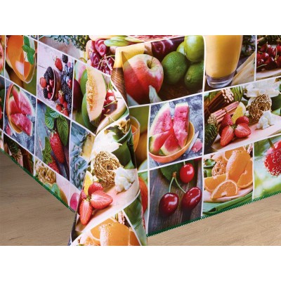 Клеенка на нетканой основе ДЕКОРАМА 1,4*20м 106А фрукты и ягоды в клетке
