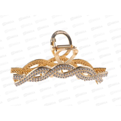 Краб металлический 11см. под золото &quotКосичка&quot, со стразами №9072