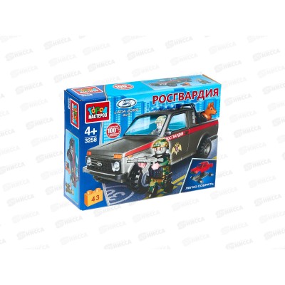 Конструктор "ГОРОД МАСТЕРОВ" LADA 4х4 Пикап Росгвардия, 43дет, 3258-КК Конструктор "ГОРОД МАСТЕРОВ" LADA 4х4 Пикап Росгвардия, 43дет, 3258-КК
