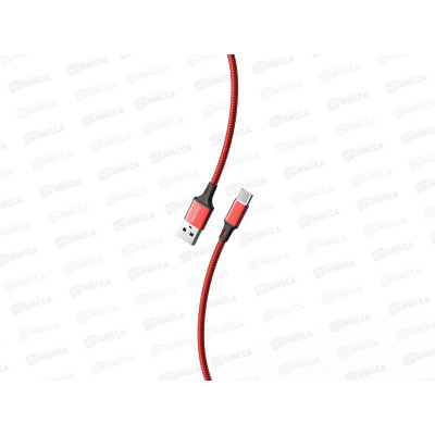 Кабель S14 Туре С д/зарядки,крас,черн 3А, 2м, Smartbuy iK-3112-S14rb
