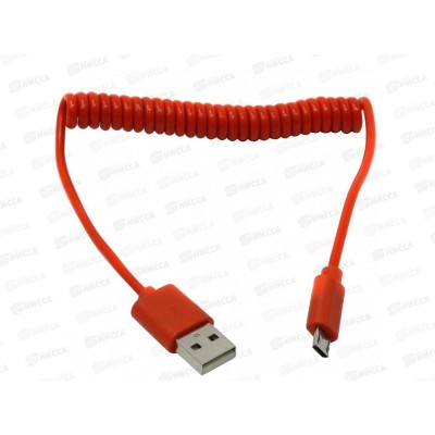 Кабель-дата microUSB спиральный Smartbuy iK-12sp red 1м красный