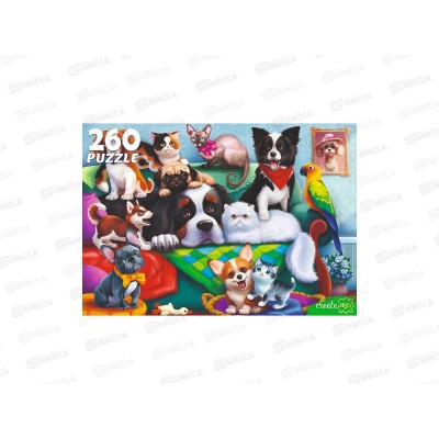 ПАЗЛ 260 элементов Пушистые друзья на диване, Ф260-3883 *12